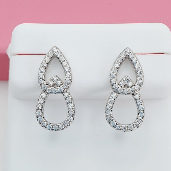 "925 Sterling Silver Cubic Zirconia Earrings, U19254680 - Picture 1 of 11
